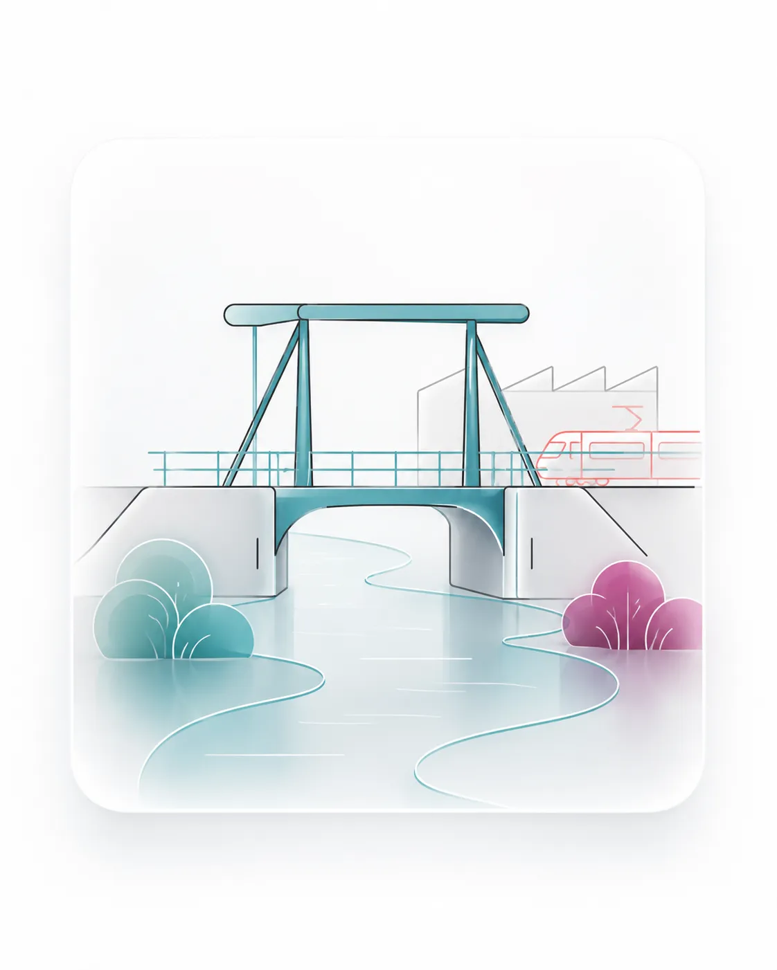Lokale Boxtel-visual met een Dommelbrug en subtiele spoorlijn