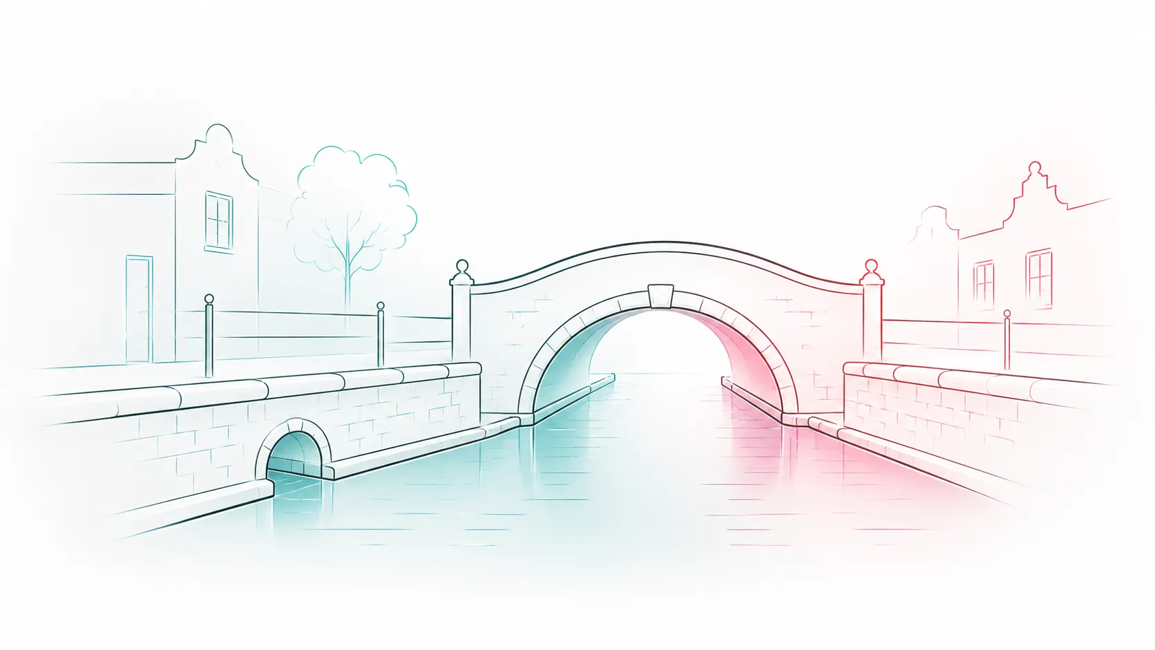Lokale Den Bosch-visual met de Binnendieze, brugboog en smalle watercorridor