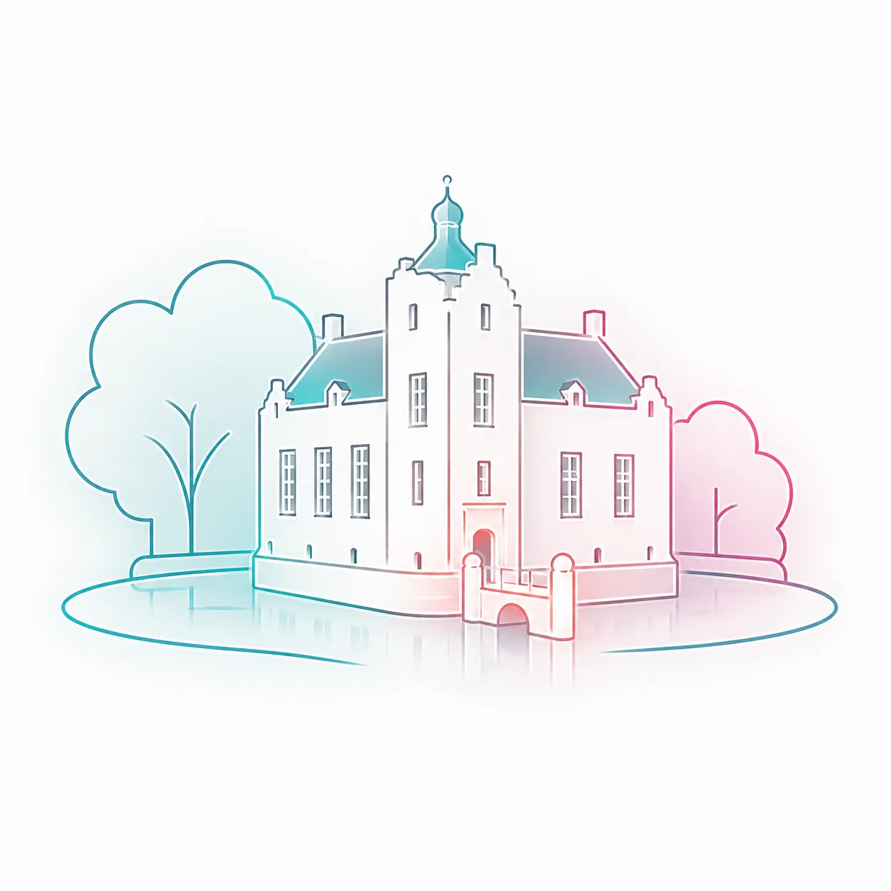 Lokale Loon op Zand-visual met Het Witte Kasteel en een subtiele watergracht