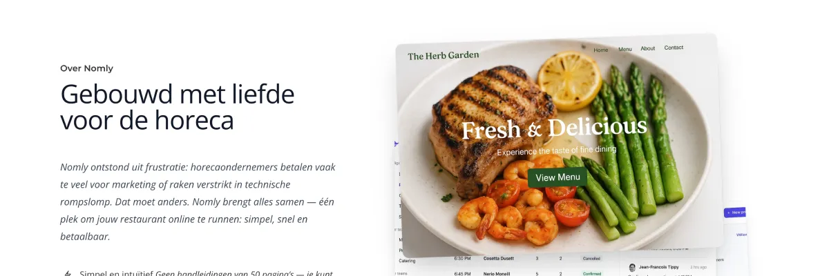 Nomly – conversiegerichte landingspagina voor restaurants – Website