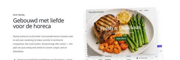 Nomly – conversiegerichte landingspagina voor restaurants