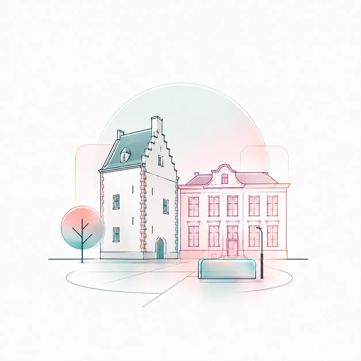 Lokale Oosterhout-visual met een slotje en pleinritme in het oude centrum