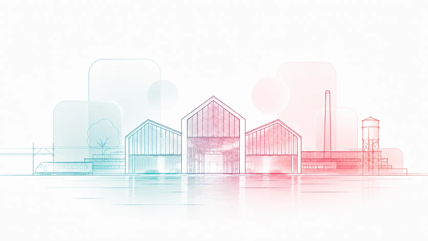Lokale Tilburg-visual met de LocHal, spoorlijn en industrieel accent